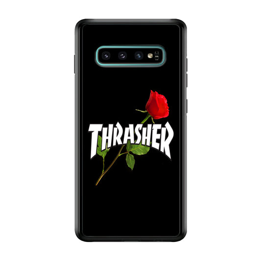 Thrasher Black Rose Flower Samsung Galaxy S10 Plus Case | Slim Rubber Case for Samsung Galaxy S10 Plus