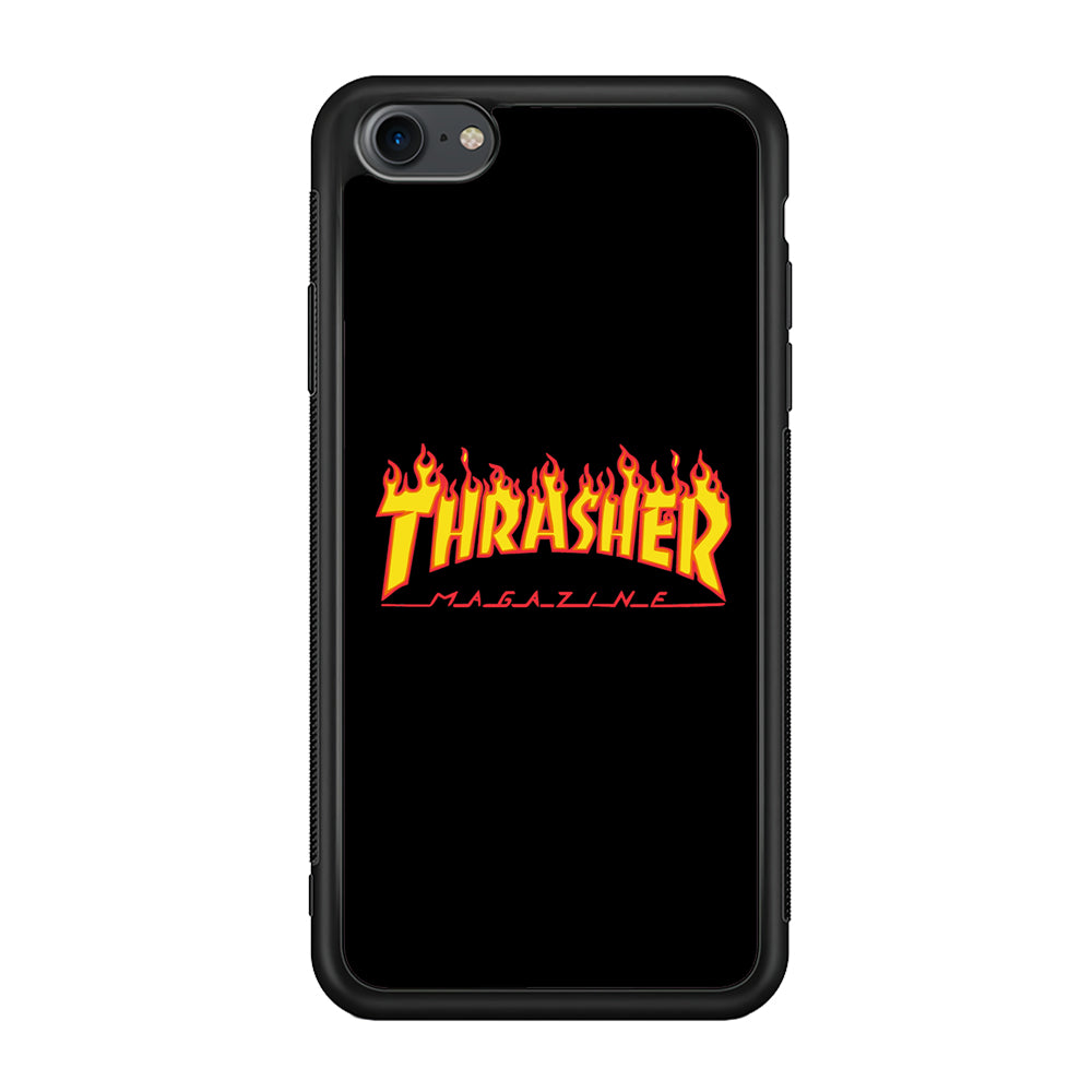 Thrasher Magazine Black Simple Fire iPhone 8 Case | Slim Rubber Case for iPhone 8