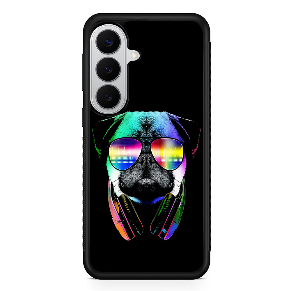 Music Love Pug DJ Samsung Galaxy S26 Case | Protective Rubber Cover