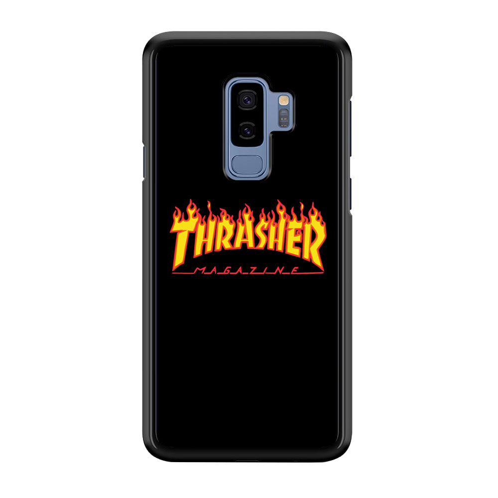 Thrasher Magazine Black Simple Fire Samsung Galaxy S9 Plus Case | Slim Rubber Case for Samsung Galaxy S9 Plus