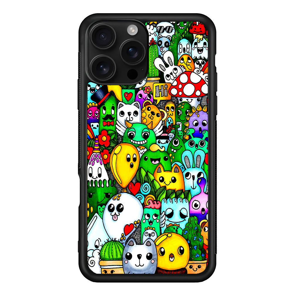 Cute Doodle Art Colorful iPhone 16 Pro Case | Durable Protective Case for iPhone 16 Pro