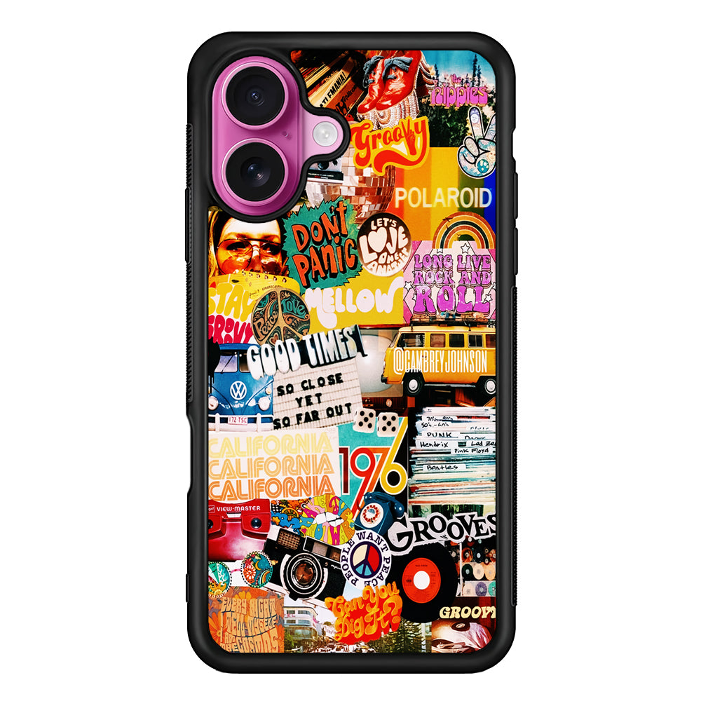 Retro Aesthetic 70s Collage iPhone 17 Case | Slim Protective Rubber Phone Cover