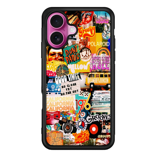 Retro Aesthetic 70s Collage iPhone 17 Case | Slim Protective Rubber Phone Cover