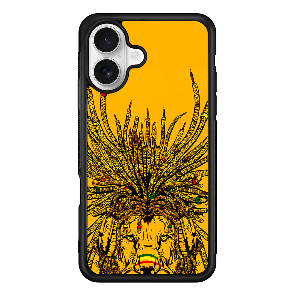 Lion Reggae Yellow Art iPhone 16 Plus Case | Durable Protective Rubber Cover