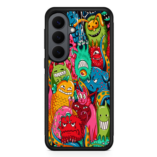 The Cute Monster Gathering Doodle Samsung Galaxy S26 Plus Case | Slim Rubber Case for Samsung Galaxy S26 Plus