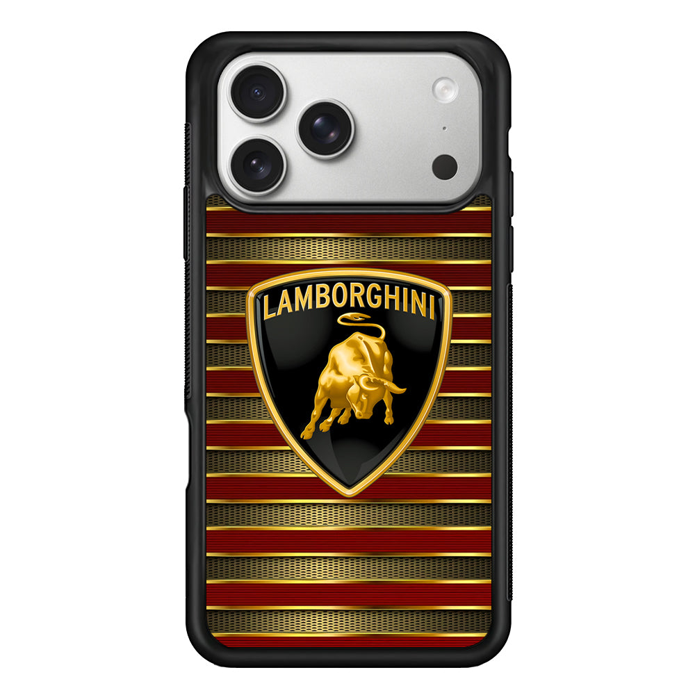 Lamborghini Red Gold Luxury iPhone 17 Pro Case | Slim Rubber Case for iPhone 17 Pro