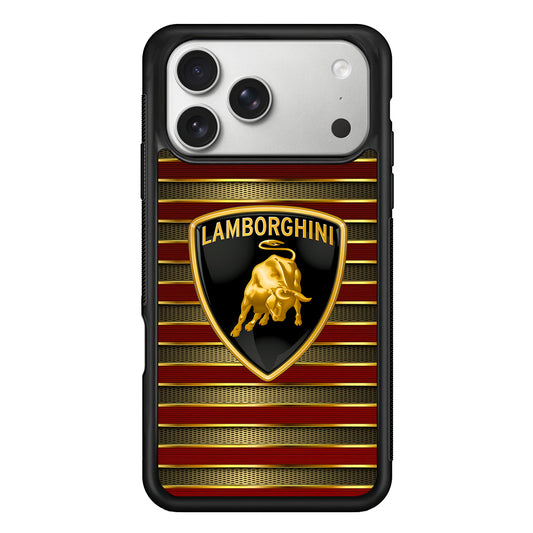 Lamborghini Red Gold Luxury iPhone 17 Pro Case | Slim Rubber Case for iPhone 17 Pro