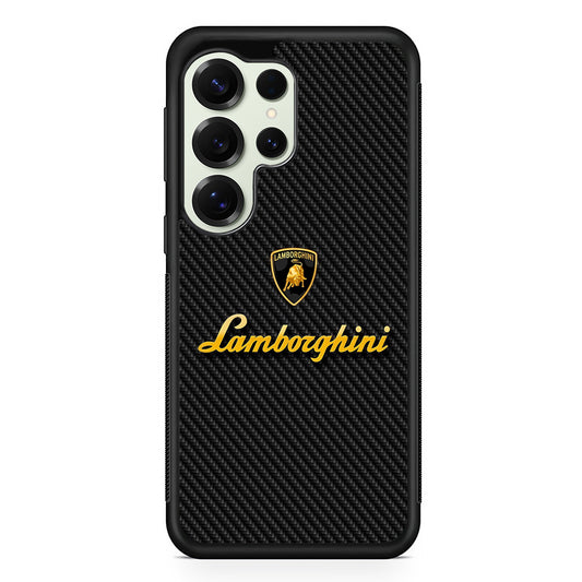 Lamborghini Black Carbon Logo Samsung Galaxy S25 Ultra Case | Slim Rubber Case for Samsung Galaxy S25 Ultra