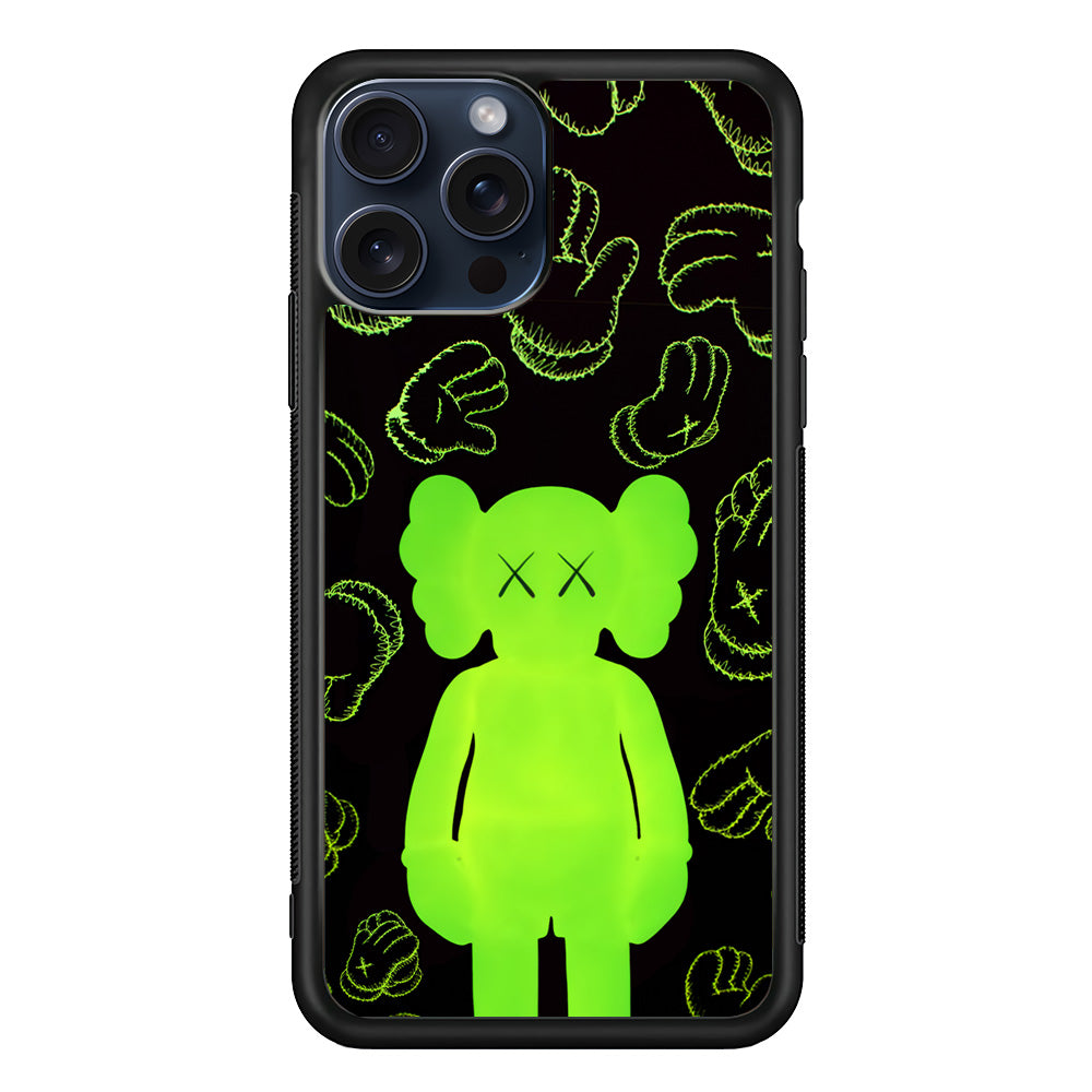 Kaws Doll Glowing Green iPhone 15 Pro Max Case | Slim Rubber Case for iPhone 15 Pro Max