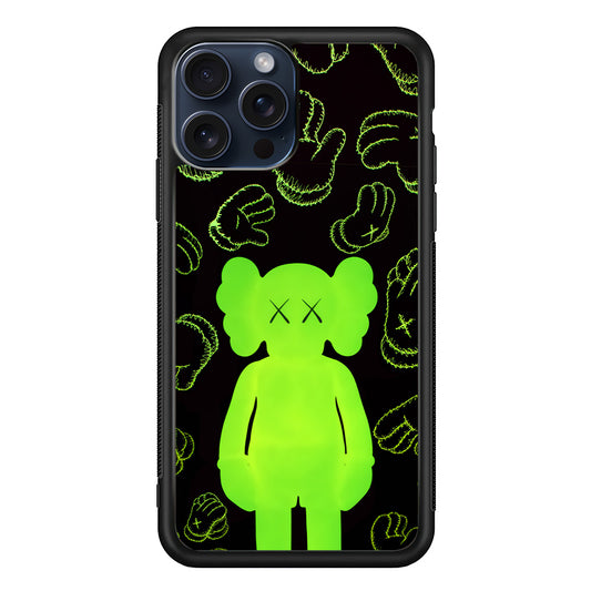 Kaws Doll Glowing Green iPhone 15 Pro Max Case | Slim Rubber Case for iPhone 15 Pro Max
