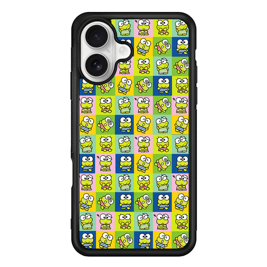Keroppi Frog Cartoons Pattern iPhone 16 Plus Case | Durable Protective Rubber Cover