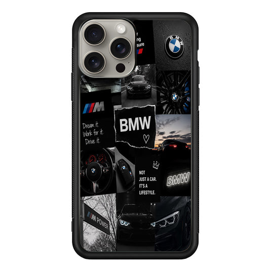 BMW M4 Cinematic Collage iPhone 15 Pro Case | Slim Rubber Case for iPhone 15 Pro