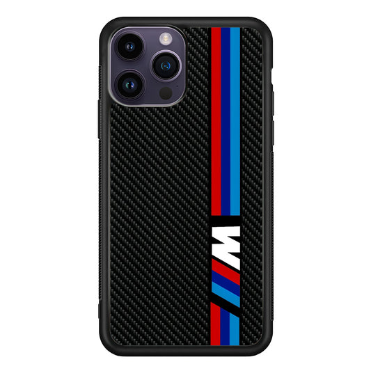 BMW M Carbon Tricolor Stripes iPhone 14 Pro Max Case | Slim Rubber Case for iPhone 14 Pro Max