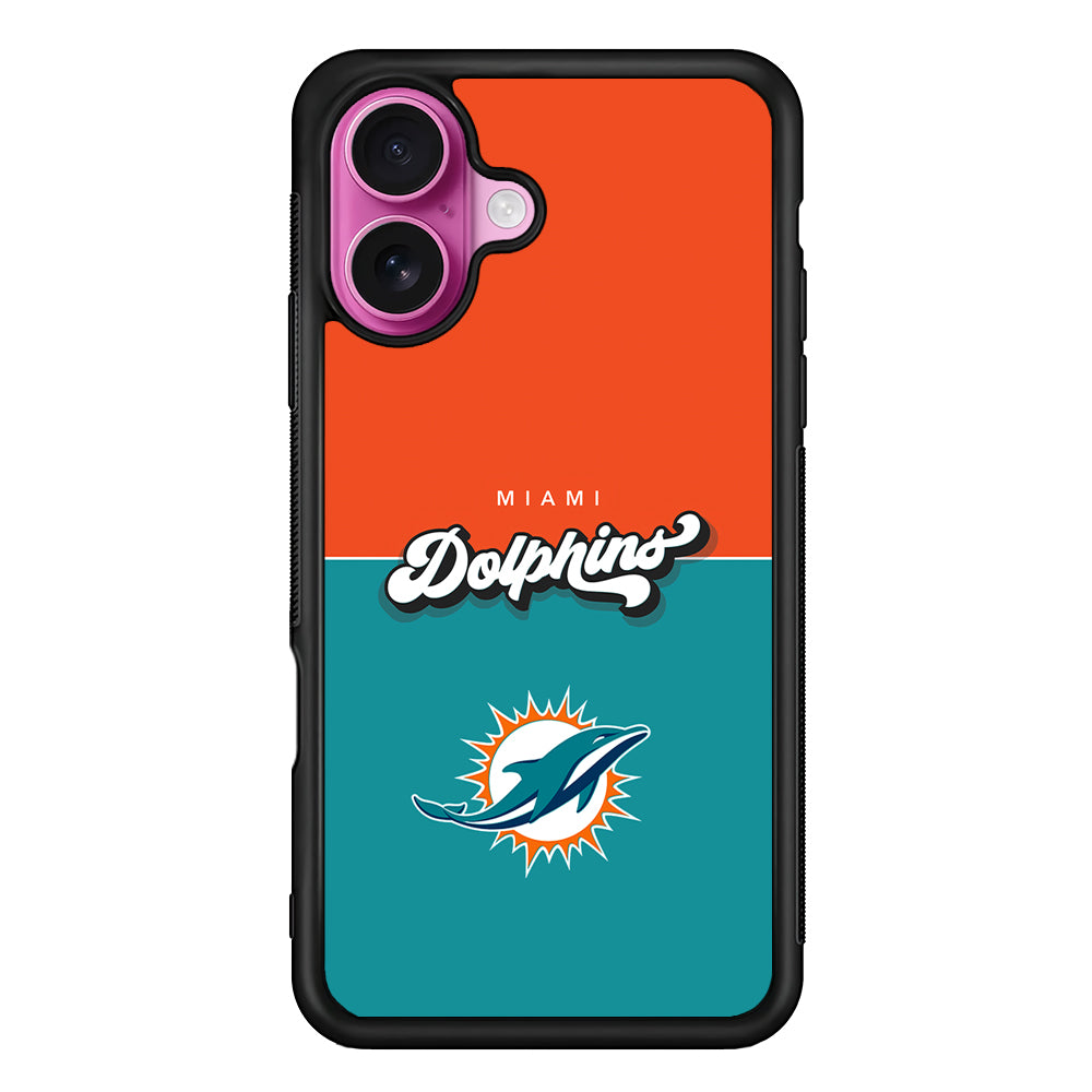 Miami Dolphins Orange Blue iPhone 17 Case | Slim Protective Rubber Phone Cover