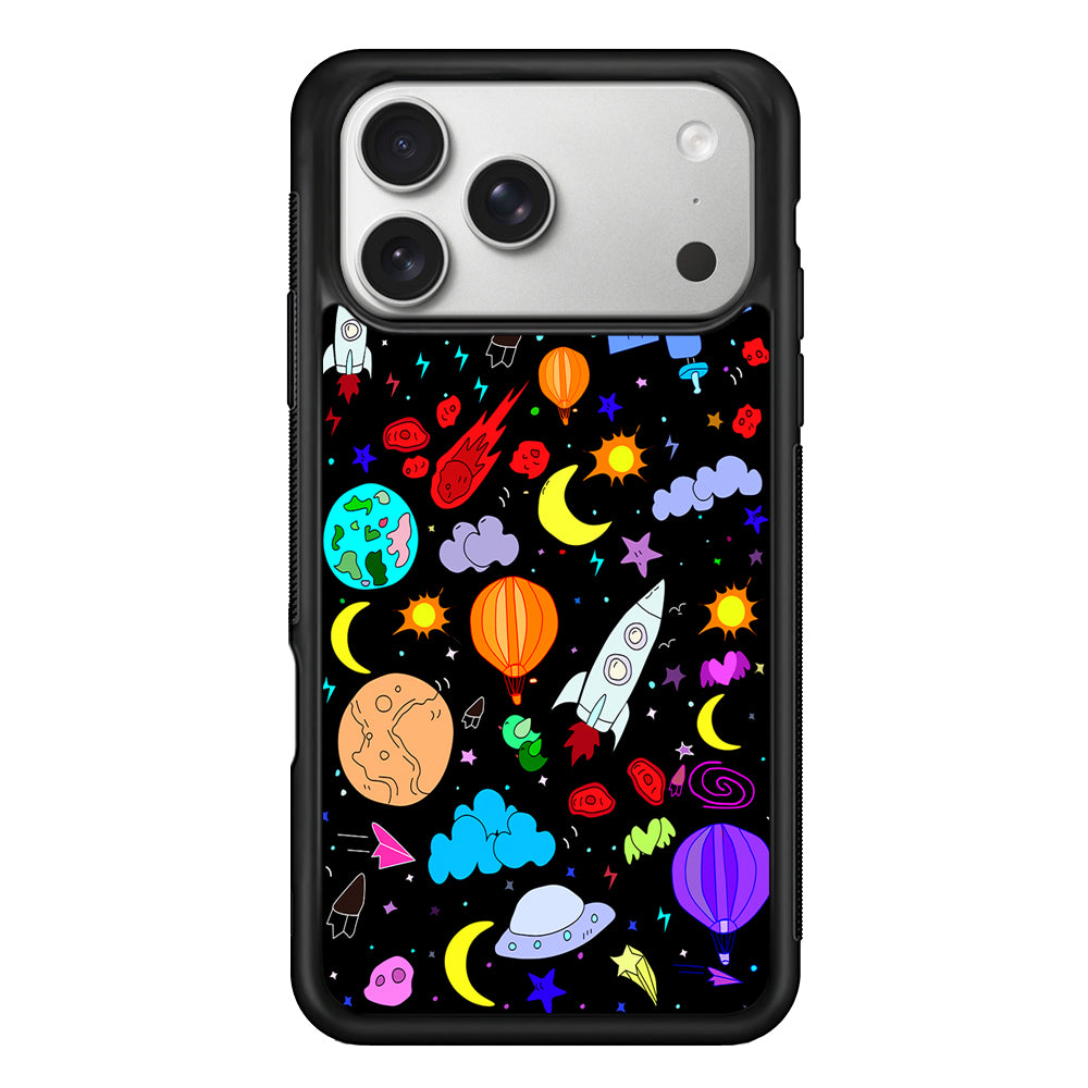 Cartoon Space Pattern iPhone 17 Pro Case | Slim Rubber Case for iPhone 17 Pro