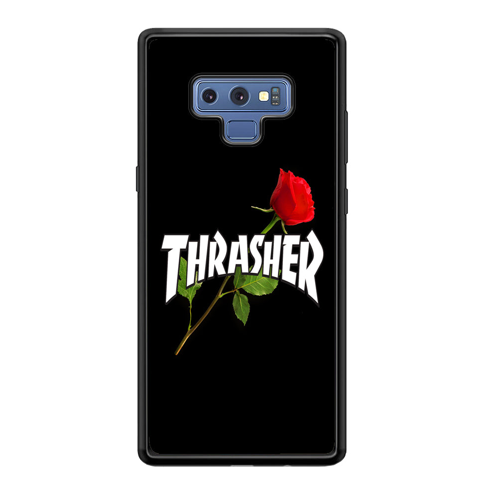 Thrasher Black Rose Flower Samsung Galaxy Note 9 Case | Slim Rubber Case for Samsung Galaxy Note 9