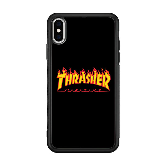 Thrasher Magazine Black Simple Fire iPhone Xs Max Case | Slim Rubber Case for iPhone Xs Max