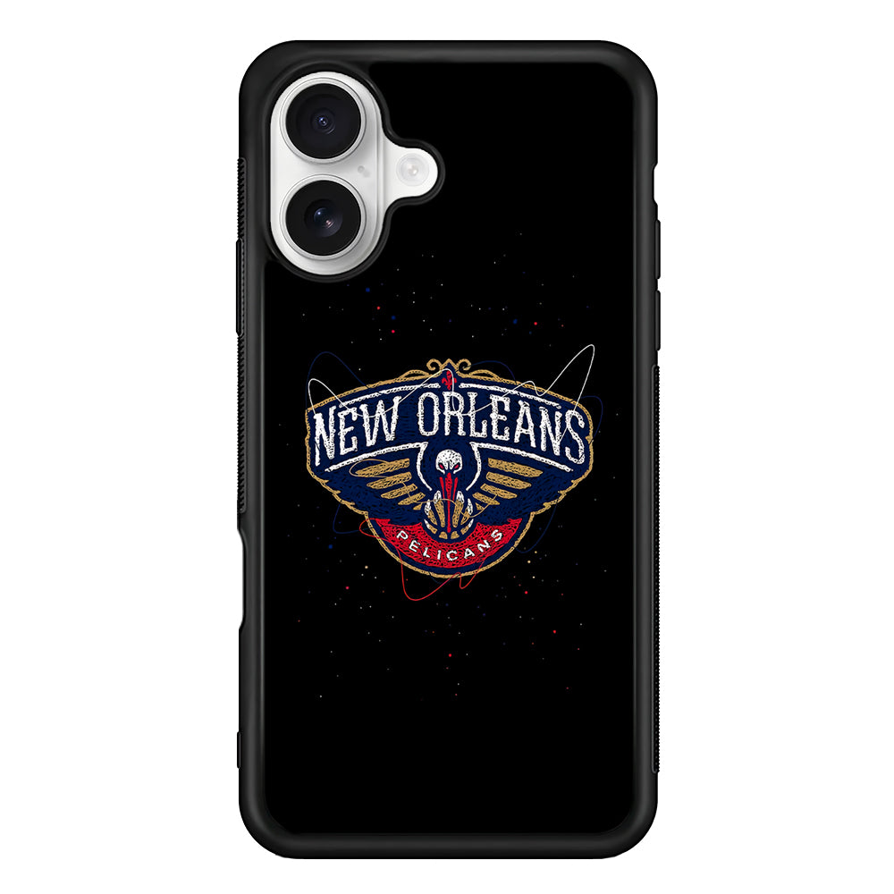 New Orleans Pelicans Abstract iPhone 16 Plus Case | Durable Protective Rubber Cover