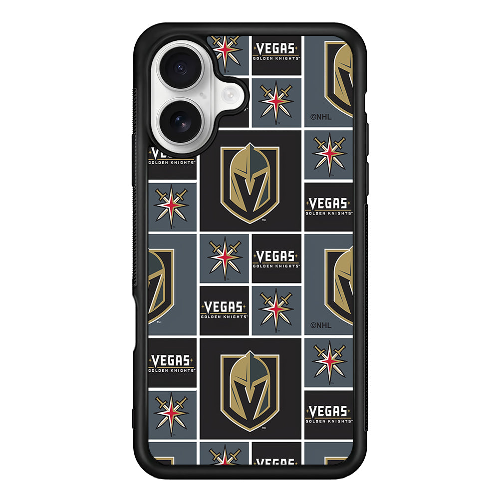 Vegas Golden Knights Pattern iPhone 16 Plus Case | Durable Protective Rubber Cover