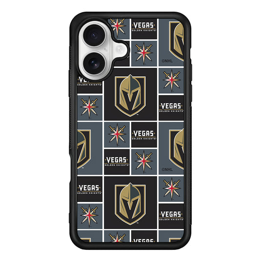 Vegas Golden Knights Pattern iPhone 16 Plus Case | Durable Protective Rubber Cover
