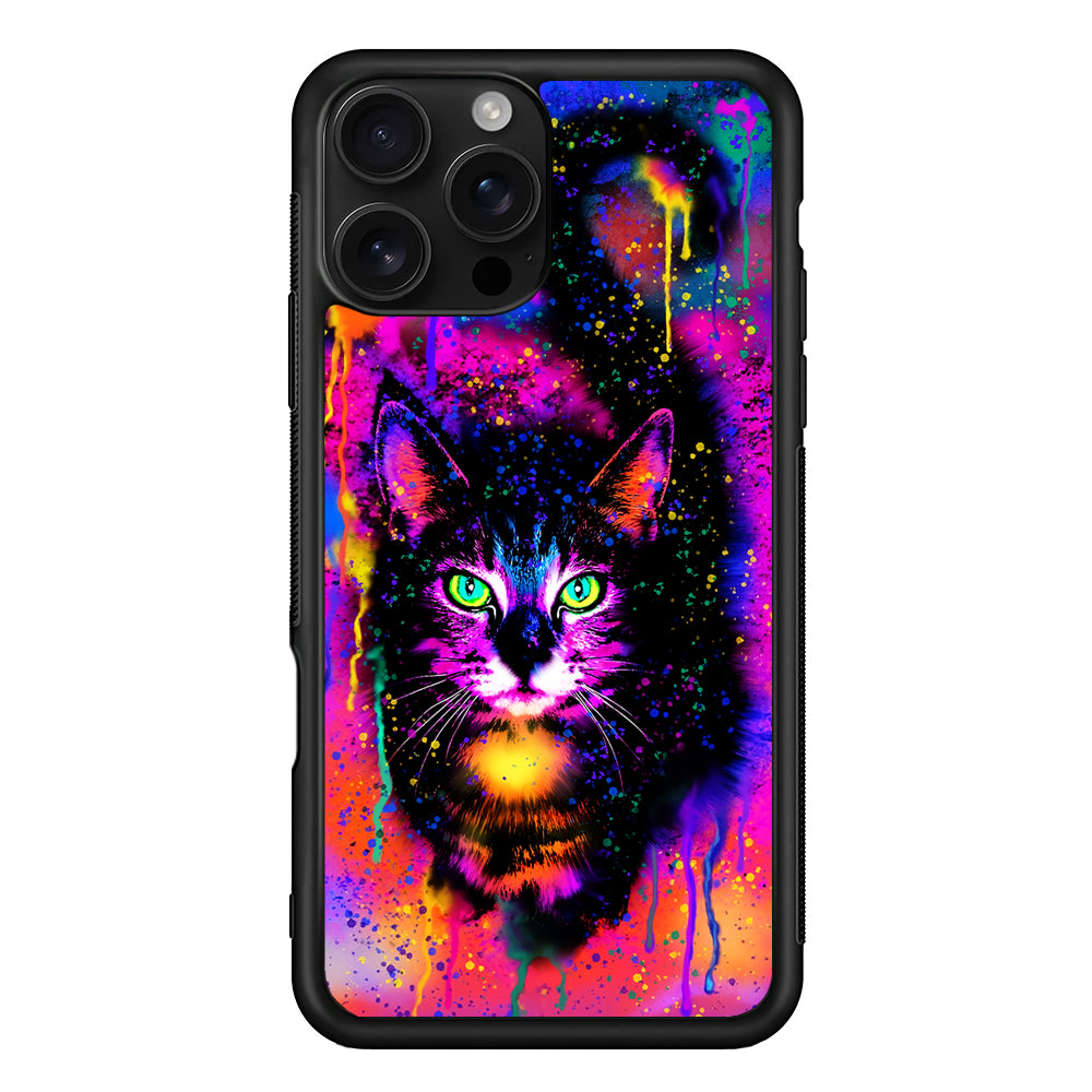 Cute Rainbow Cat Painting iPhone 16 Pro Case | Durable Protective Case for iPhone 16 Pro