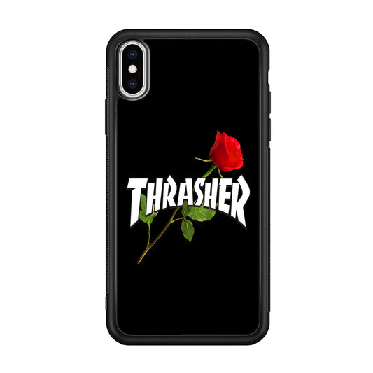 Thrasher Black Rose Flower iPhone Xs Max Case | Slim Rubber Case for iPhone Xs Max