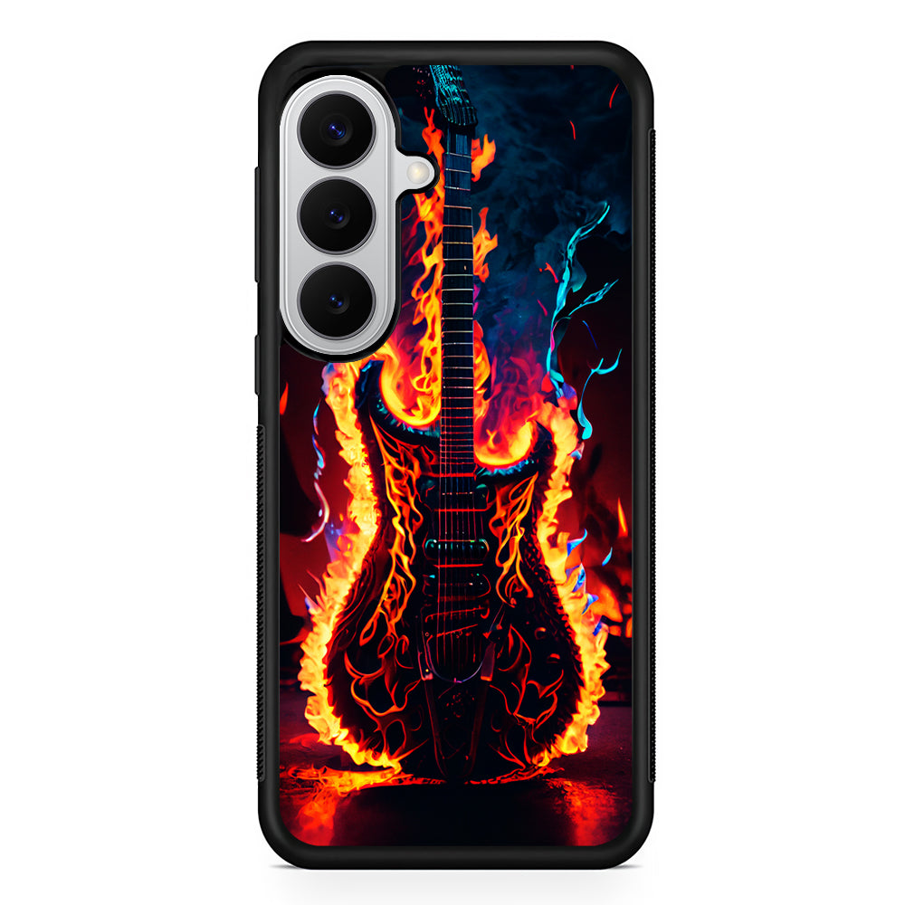 Flaming Guitar Art Samsung Galaxy S26 Case | Protective Rubber Cover