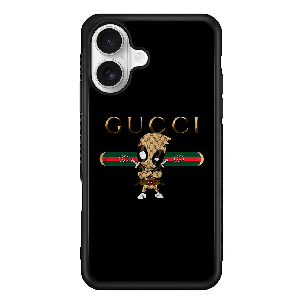 Gucci Deadpool Style iPhone 16 Plus Case | Slim Rubber Case for iPhone 16 Plus