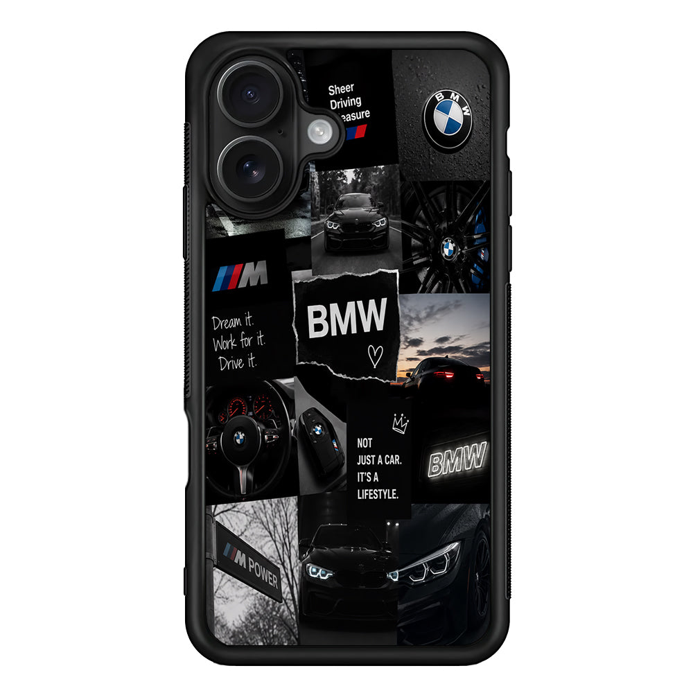 BMW M4 Cinematic Collage iPhone 16 Case | Slim Rubber Case for iPhone 16