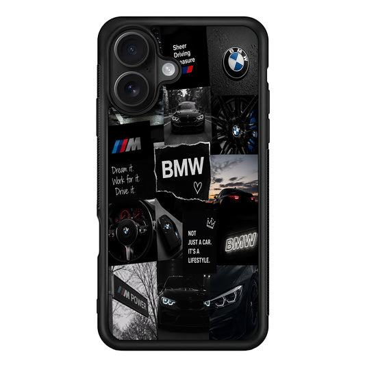 BMW M4 Cinematic Collage iPhone 16 Case | Slim Rubber Case for iPhone 16