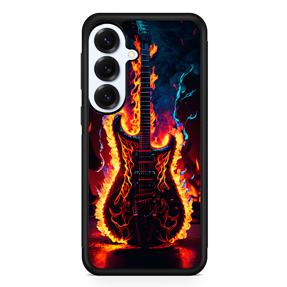 Flaming Guitar Art Samsung Galaxy S25 Plus Case | Slim Rubber Cover for Samsung Galaxy S25 Plus