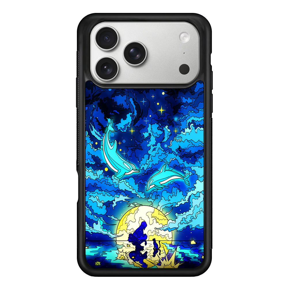 Whales Swimming in The Sky iPhone 17 Pro Case | Slim Rubber Case for iPhone 17 Pro