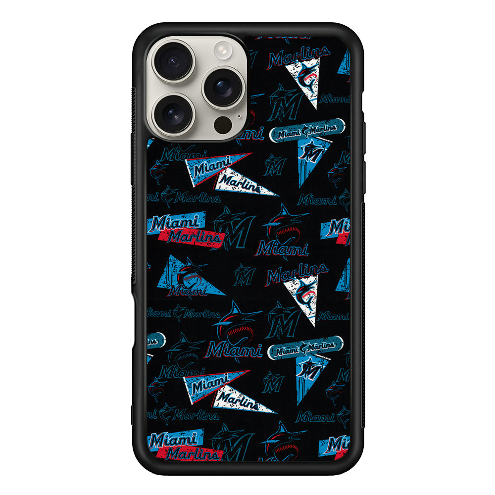 Miami Marlins Pattern iPhone 16 Pro Max Case | Stylish Protective Case for iPhone 16 Pro Max