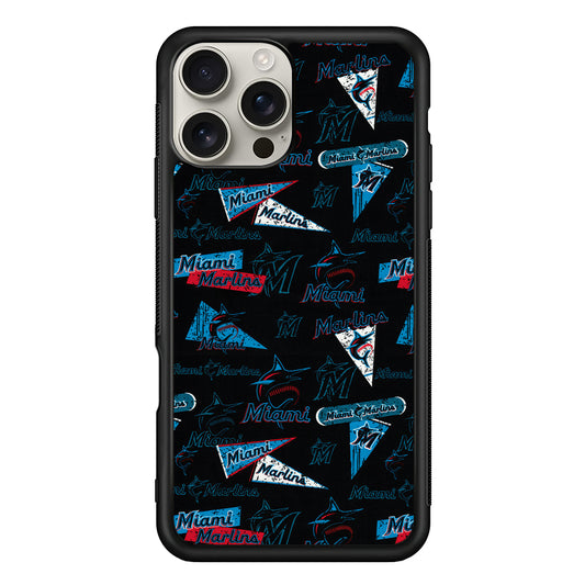 Miami Marlins Pattern iPhone 16 Pro Max Case | Stylish Protective Case for iPhone 16 Pro Max