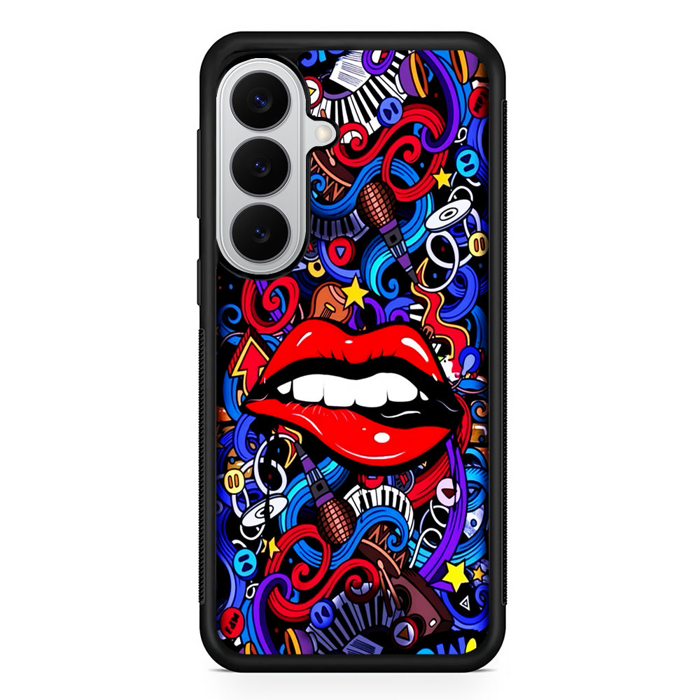 Lips Love Music Graffiti Samsung Galaxy S26 Case | Protective Rubber Cover