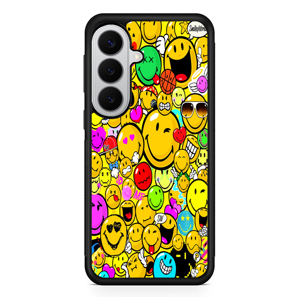 Smiley Face World Colorful Samsung Galaxy S26 Case | Protective Rubber Cover