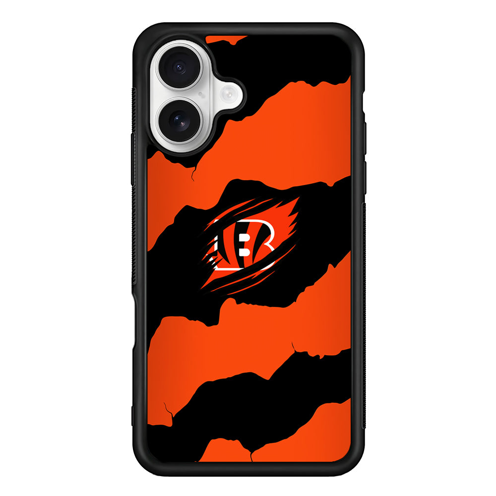 Cincinnati Bengals Pattern iPhone 16 Plus Case | Durable Protective Rubber Cover