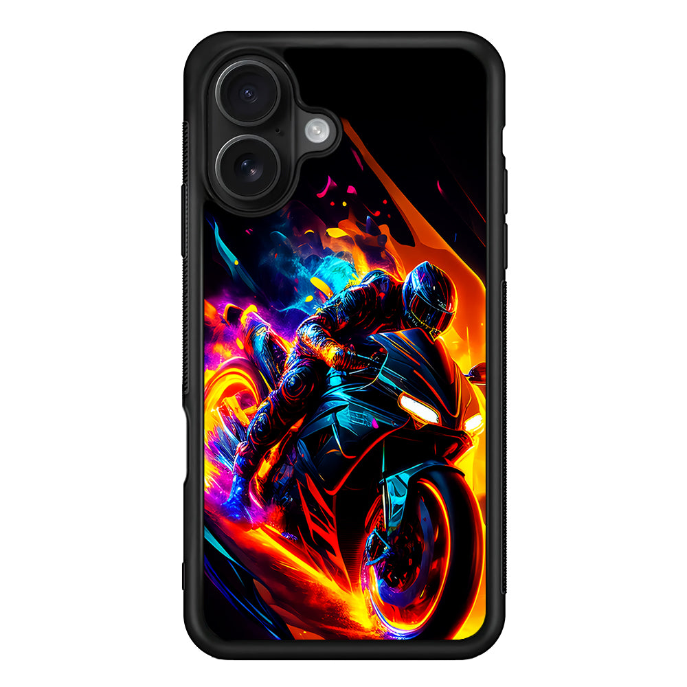 The Neon Cyber Ride Motorbike iPhone 16 Case - Oxvistore