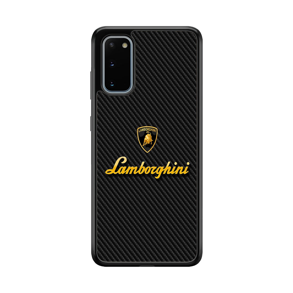 Lamborghini Black Carbon Logo Samsung Galaxy S20 Case | Slim Rubber Case for Samsung Galaxy S20