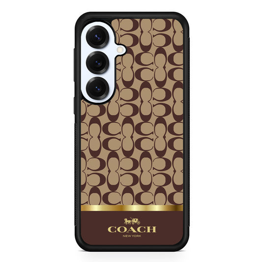 Coach Brown Gold Line Samsung Galaxy S25 Plus Case | Slim Rubber Case for Samsung Galaxy S25 Plus