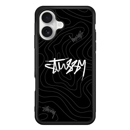 Stussy Black Vibes iPhone 16 Plus Case | Slim Rubber Case for iPhone 16 Plus