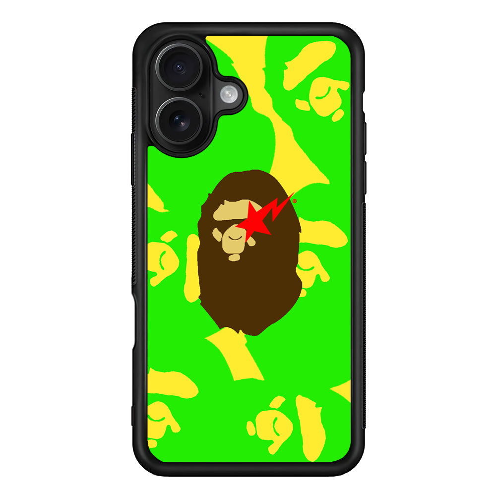 Bape Green Screen iPhone 16 Case | Slim Rubber Case for iPhone 16