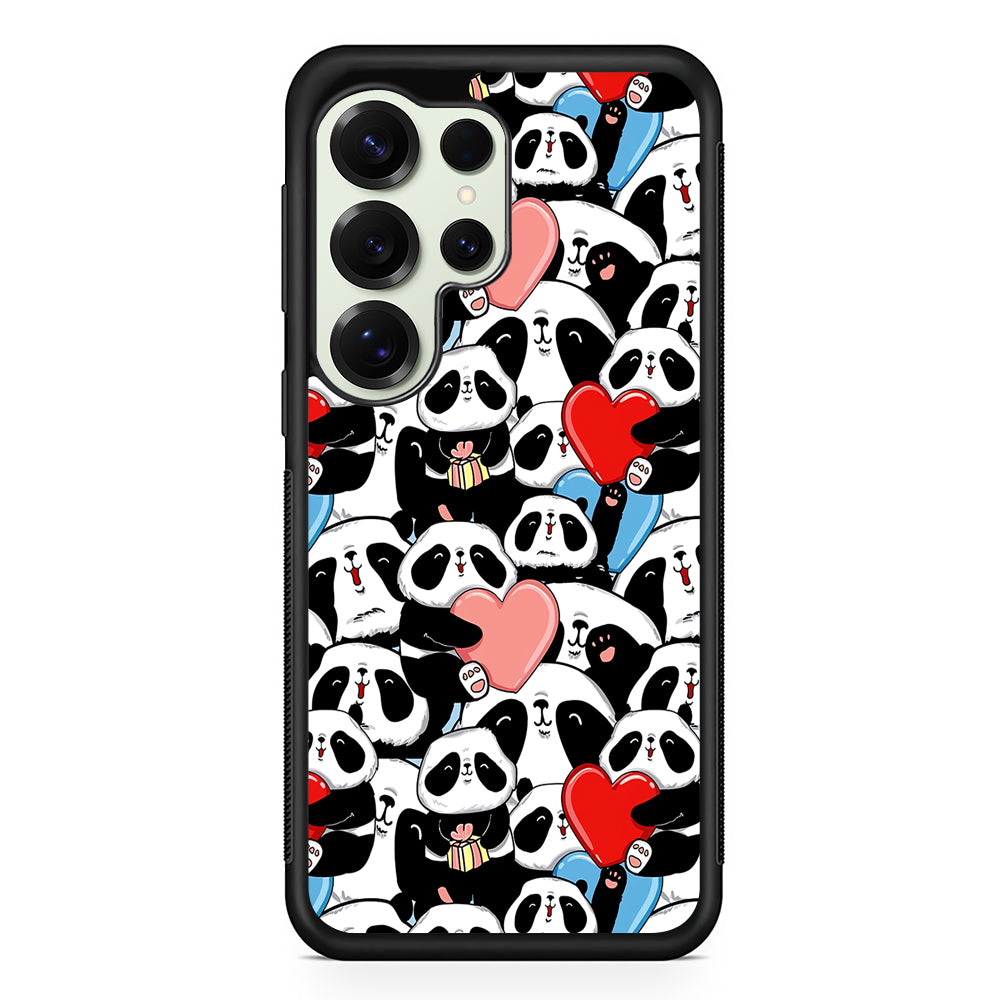 Pink Heart Panda Samsung Galaxy S25 Ultra Case | Durable Rubber Case for Samsung Galaxy S25 Ultra