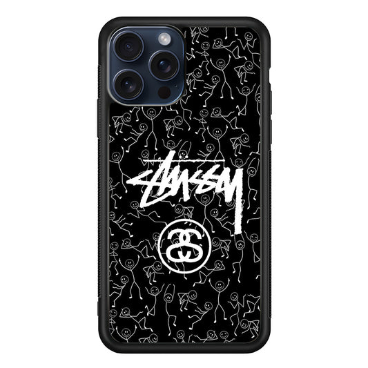 Stussy People Dancing iPhone 15 Pro Max Case | Slim Rubber Case for iPhone 15 Pro Max