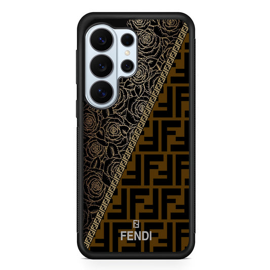 Fendi Slices Black Rose Samsung Galaxy S26 Ultra Case | Protective Phone Cover