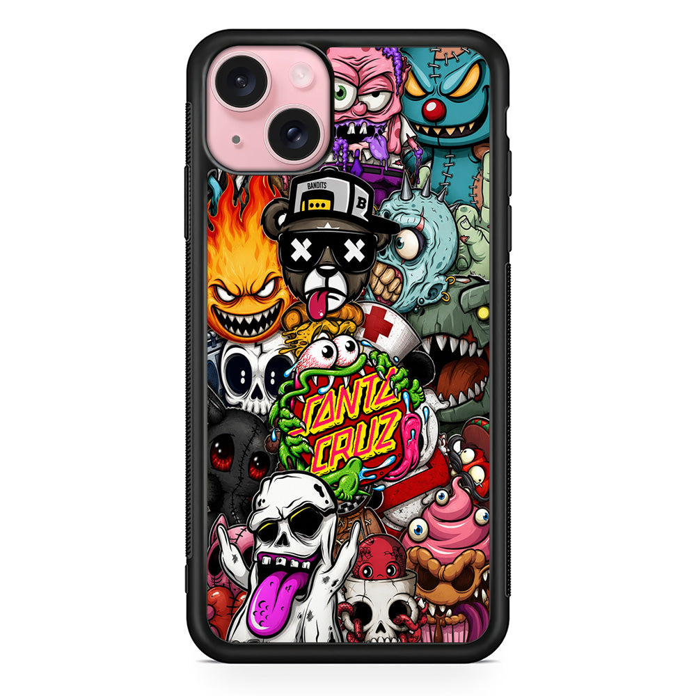 Santa Cruz Skateboard Monster iPhone 15 Case | Slim Rubber Case for iPhone 15