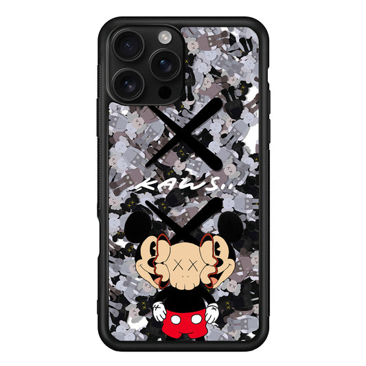 Kaws and Mickey Mask iPhone 16 Pro Case | Slim Rubber Case for iPhone 16 Pro