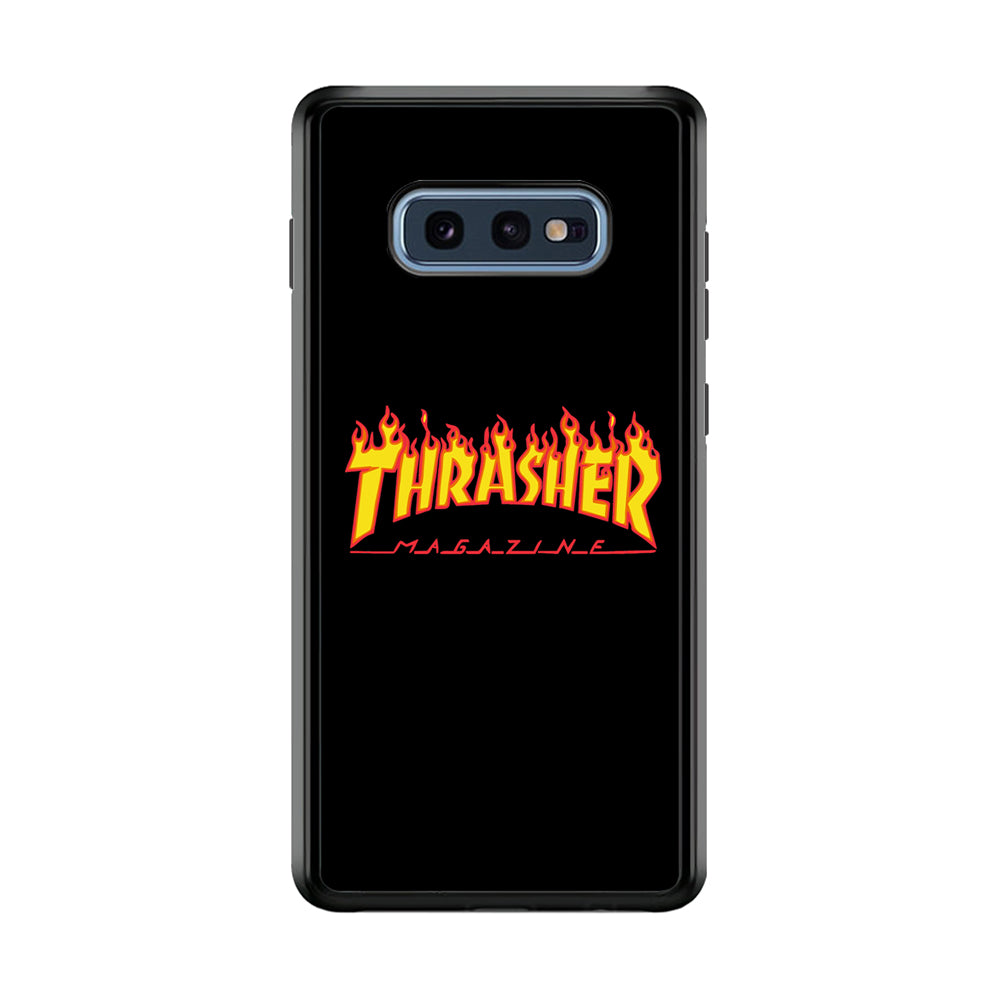 Thrasher Magazine Black Simple Fire Samsung Galaxy S10E Case | Slim Rubber Case for Samsung Galaxy S10E