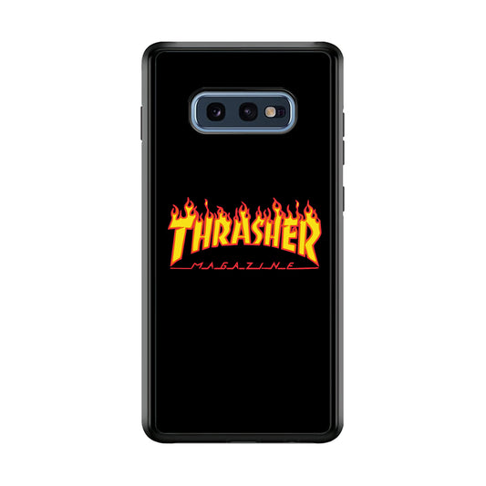 Thrasher Magazine Black Simple Fire Samsung Galaxy S10E Case | Slim Rubber Case for Samsung Galaxy S10E