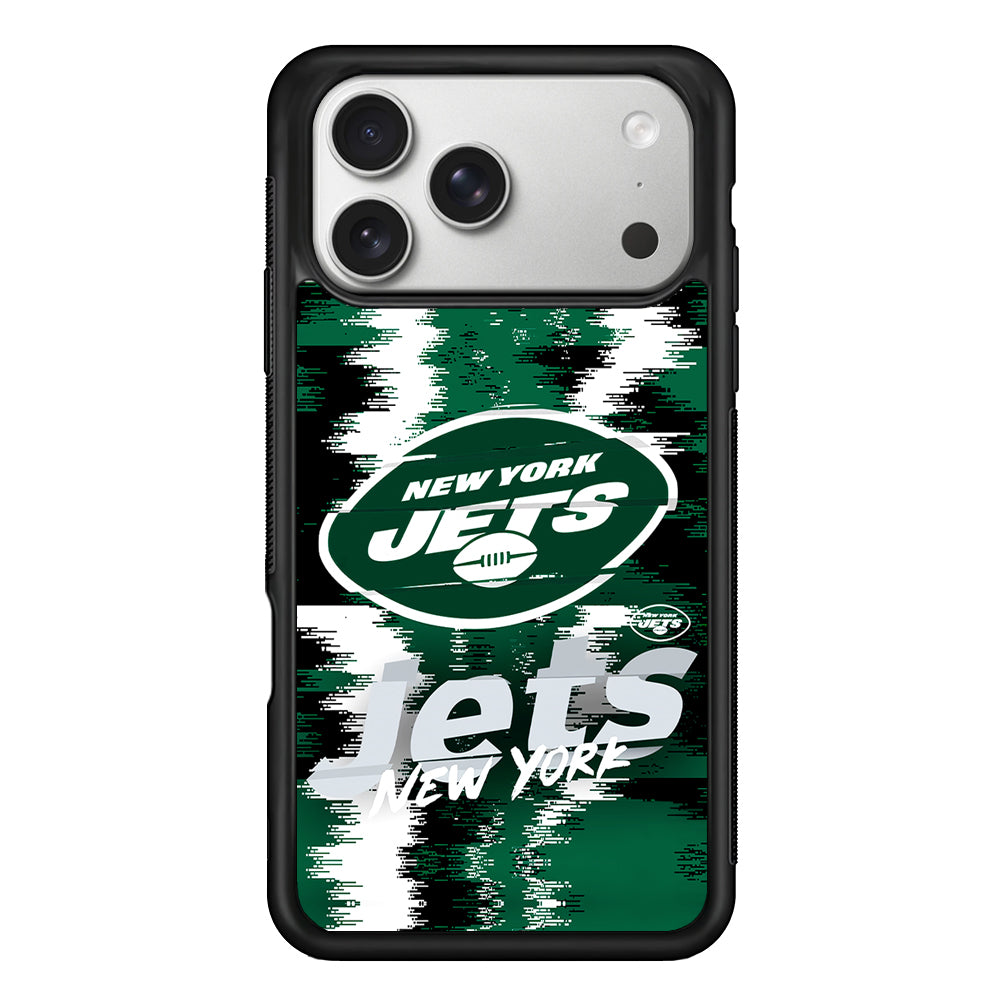 New York Jets Abstract Color iPhone 17 Pro Case | Slim Rubber Case for iPhone 17 Pro